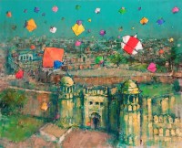 Zahid Saleem, 36 x 48 Inch, Acrylic on Canvas, Cityscape Painting, AC-ZS-212